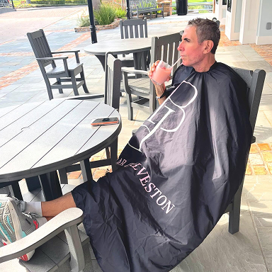 Client relaxing on patio
