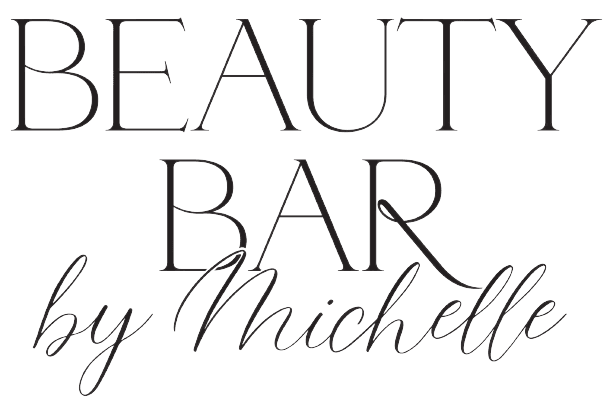 A green background with the words beauty bar by michelle.